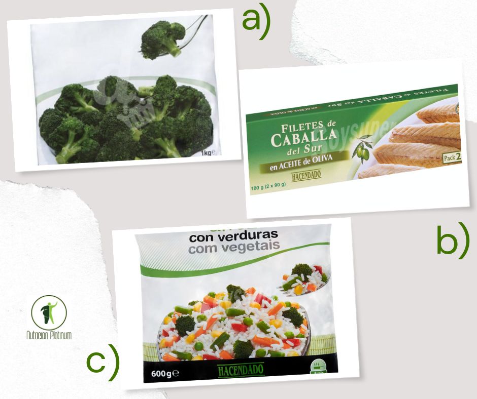 Brocoli con caballa en conserva y arroz con verduras.